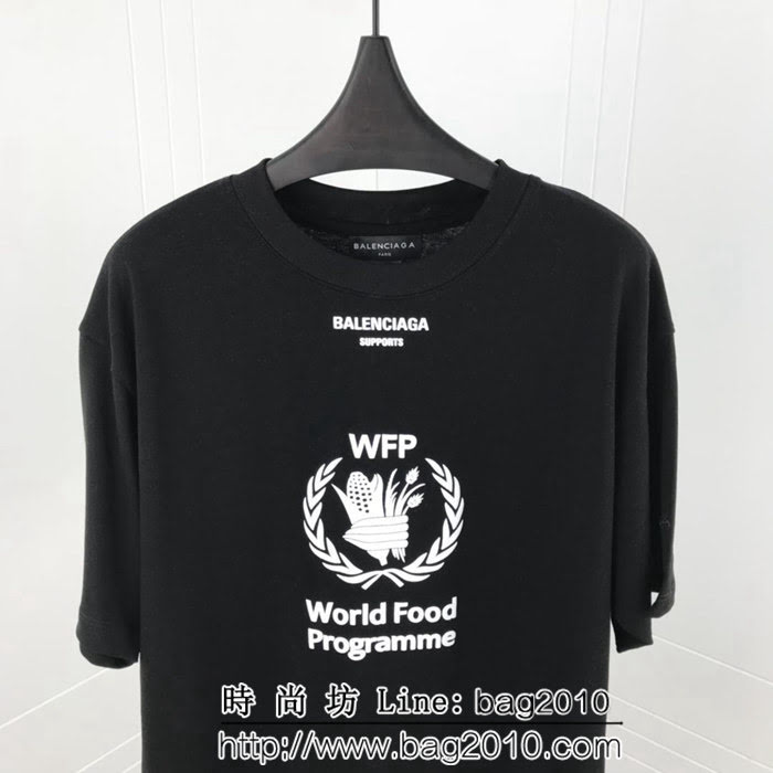 BALENCIAGA巴黎世家 新款 世界糧食計畫署 黑色T恤 情侶款 ydi1383